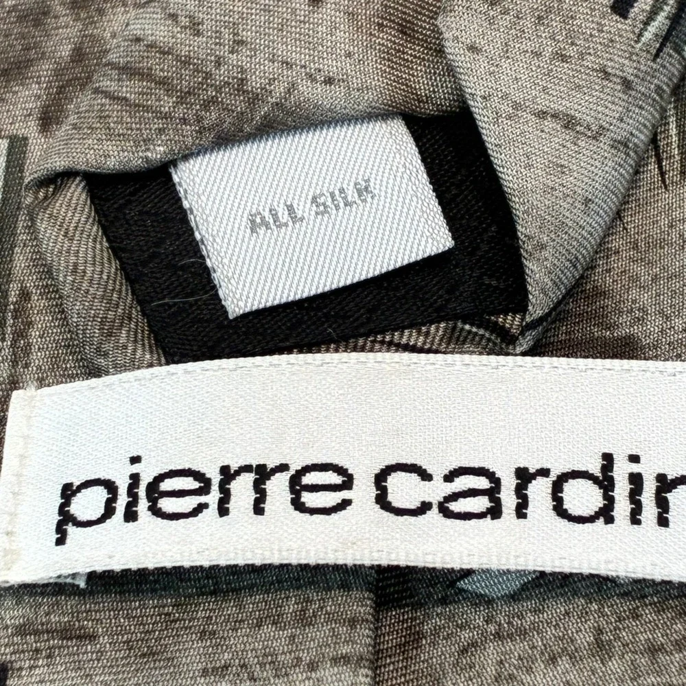 Pierre Cardin Mens Silk Tie Brown Grey Abstract Geometric Made in USA